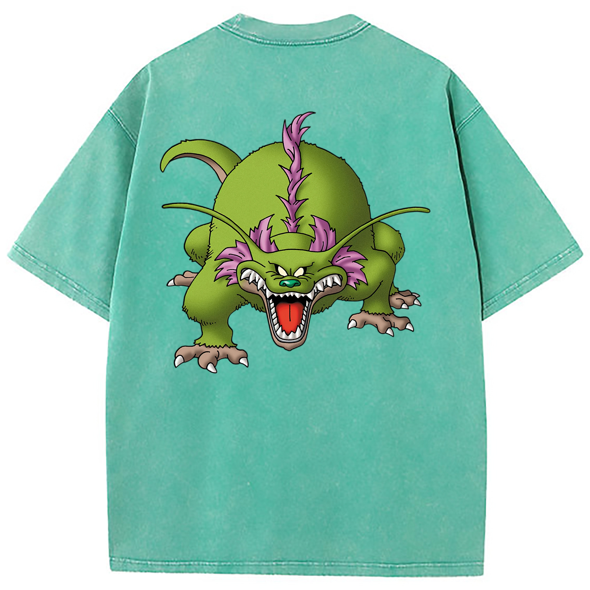 （画像用） ドラゴンクエスト Doragon Kuesuto Dragon Quest 綿100% ヴィンテージ風 半袖Tシャツ（背面プリント）